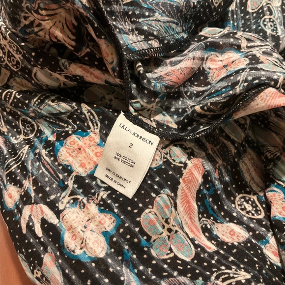 Ulla Johnson [ 2] Eden Floral Puff Sleeve Cotton Blend Midi Dress Q901 - Picture 5 of 6